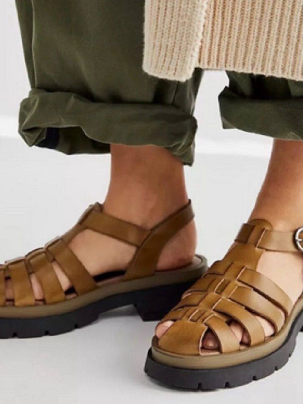 New! Free People Delaney Fisherman Platforms in Dark Sand in Sz 38 / US7.5 - Picture 8 of 9